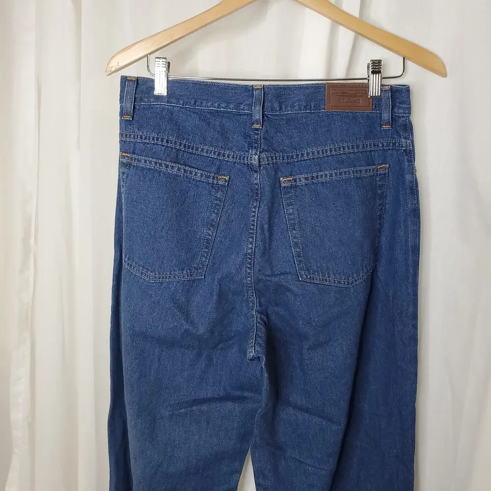 L.L. Bean Vintage Dark Wash High Rise Mom Jeans, 12